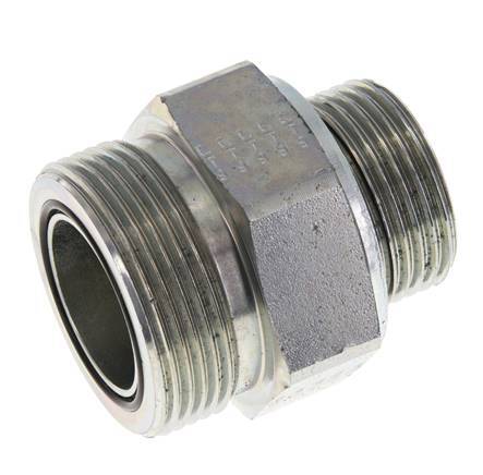 UN 1-11/16''-12 x G 1'' Acero cincado Espiga doble ORFS 250 Bar - Hidráulico
