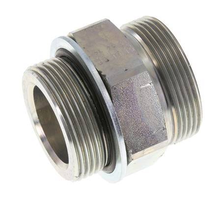 UN 2''-12 x G 1 1/2'' Acero cincado Espiga doble ORFS 250 Bar - Hidráulico