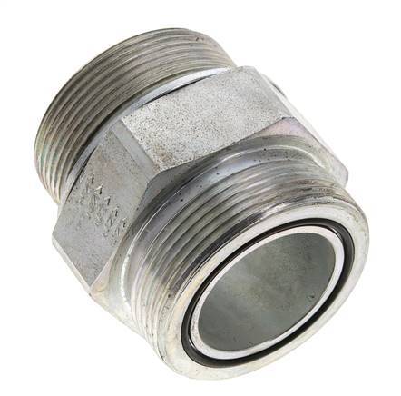 UN 2''-12 x M48x2 Acero zincado Espiga doble ORFS 250 Bar - Hidráulico