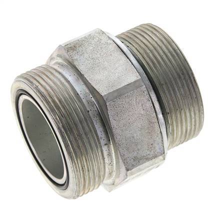 UN 2''-12 x M48x2 Acero zincado Espiga doble ORFS 250 Bar - Hidráulico