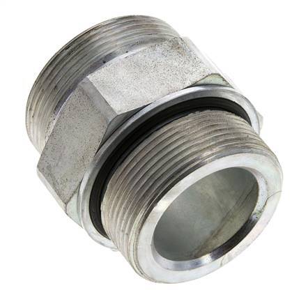 UN 2''-12 x M48x2 Acero zincado Espiga doble ORFS 250 Bar - Hidráulico