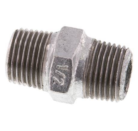 R 1/2'' Zinc plated Cast iron Double Nipple 25 Bar [5 Pieces]