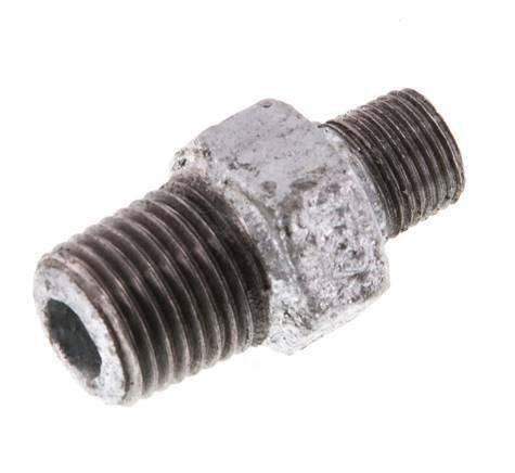 R 1/4'' x R 1/8'' Hierro fundido zincado Espiga doble 25 Bar