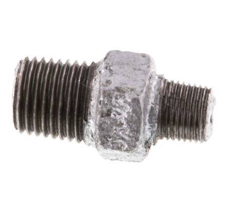 R 1/4'' x R 1/8'' Hierro fundido zincado Espiga doble 25 Bar