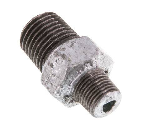R 1/4'' x R 1/8'' Hierro fundido zincado Espiga doble 25 Bar