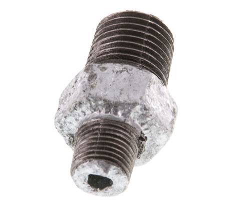 R 1/4'' x R 1/8'' Hierro fundido zincado Espiga doble 25 Bar