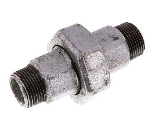 R 3/4'' Hierro fundido galvanizado Espiga doble de 3 piezas con cierre cónico 25 Bar