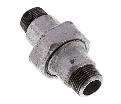 R 3/4'' Hierro fundido galvanizado Espiga doble de 3 piezas con cierre cónico 25 Bar