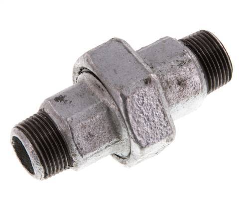 R 3/4'' Hierro fundido galvanizado Espiga doble de 3 piezas con cierre cónico 25 Bar
