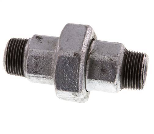 R 3/4'' Hierro fundido galvanizado Espiga doble de 3 piezas con cierre cónico 25 Bar