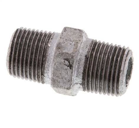 R 3/8'' Zinc plated Cast iron Double Nipple 25 Bar [5 Pieces]