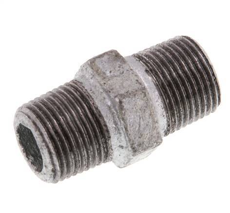 R 3/8'' Zinc plated Cast iron Double Nipple 25 Bar [5 Pieces]