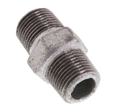 R 3/8'' Zinc plated Cast iron Double Nipple 25 Bar [5 Pieces]