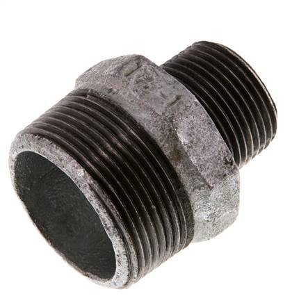 R 1 1/2'' x R 1'' Hierro fundido zincado Espiga doble 25 Bar