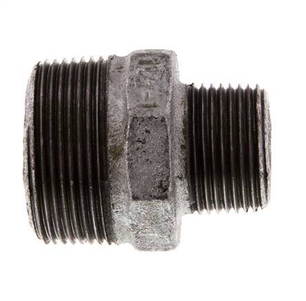 R 1 1/2'' x R 1'' Hierro fundido zincado Espiga doble 25 Bar