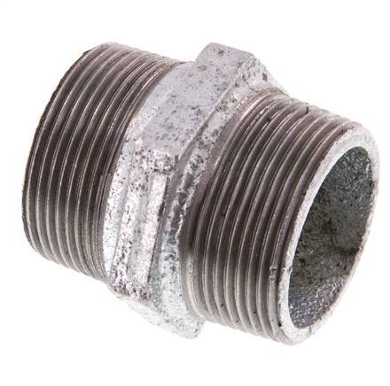 R 1 1/2'' Zinc plated Cast iron Double Nipple 25 Bar [2 Pieces]