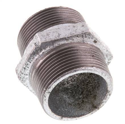 R 1 1/2'' Zinc plated Cast iron Double Nipple 25 Bar [2 Pieces]