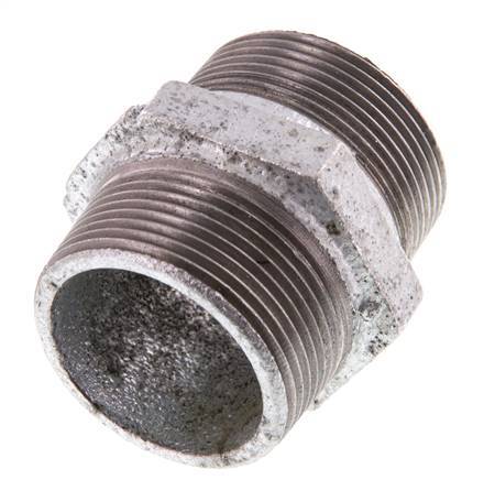 R 1 1/2'' Zinc plated Cast iron Double Nipple 25 Bar [2 Pieces]