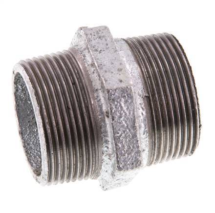 R 1 1/2'' Zinc plated Cast iron Double Nipple 25 Bar [2 Pieces]