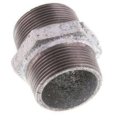 R 1 1/2'' Zinc plated Cast iron Double Nipple 25 Bar [2 Pieces]