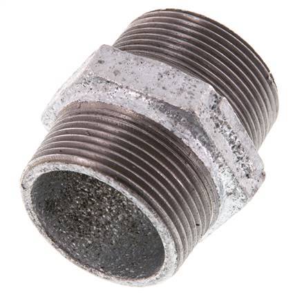 R 1 1/2'' Zinc plated Cast iron Double Nipple 25 Bar [2 Pieces]