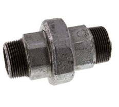 R 1 1/4'' Hierro fundido zincado Espiga doble de 3 piezas con cierre cónico 25 Bar