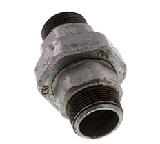 R 1 1/4'' Hierro fundido zincado Espiga doble de 3 piezas con cierre cónico 25 Bar