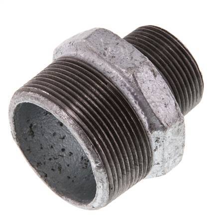 R 2'' x R 1 1/4'' Hierro fundido zincado Espiga doble 25 Bar