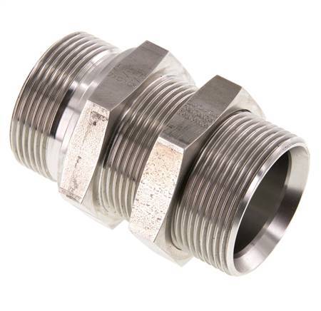 G 1 1/2'' Pasamuros Acero Inoxidable Doble Racor 190 Bar - Hidráulico