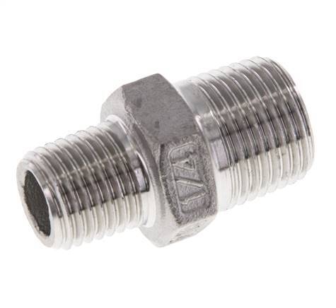 1/4'' NPT x 3/8'' NPT Stainless steel Double Nipple 16 Bar [2 Pieces]