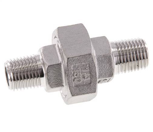 R 1/4'' Stainless steel Double Nipple 3-pieces with Conically sealing 16 Bar