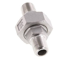 R 1/4'' Stainless steel Double Nipple 3-pieces with Conically sealing 16 Bar