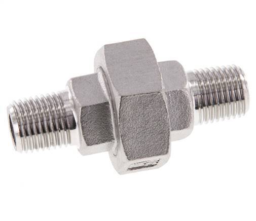 R 1/4'' Stainless steel Double Nipple 3-pieces with Conically sealing 16 Bar