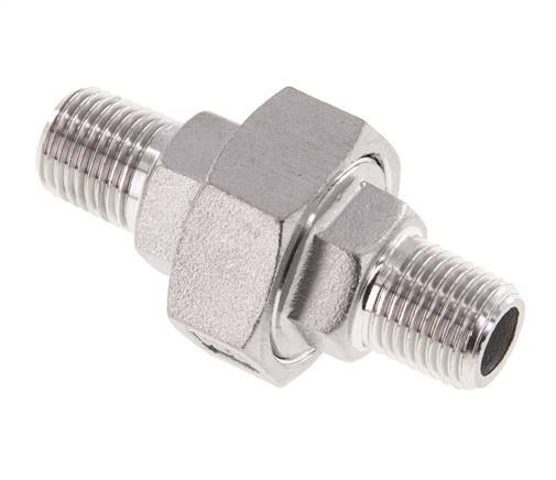 R 1/4'' Stainless steel Double Nipple 3-pieces with Conically sealing 16 Bar