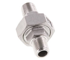 R 1/4'' Stainless steel Double Nipple 3-pieces with Conically sealing 16 Bar
