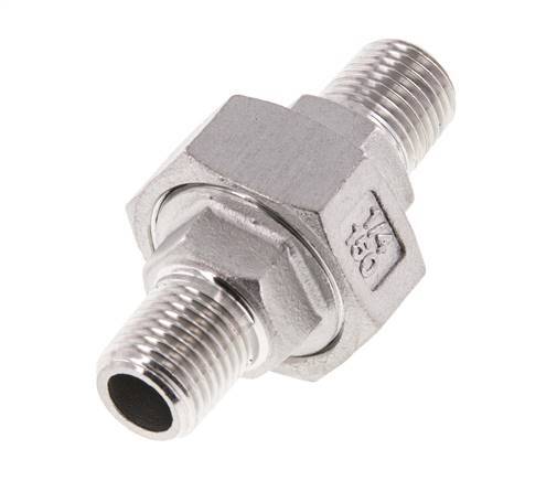 R 1/4'' Stainless steel Double Nipple 3-pieces with Conically sealing 16 Bar