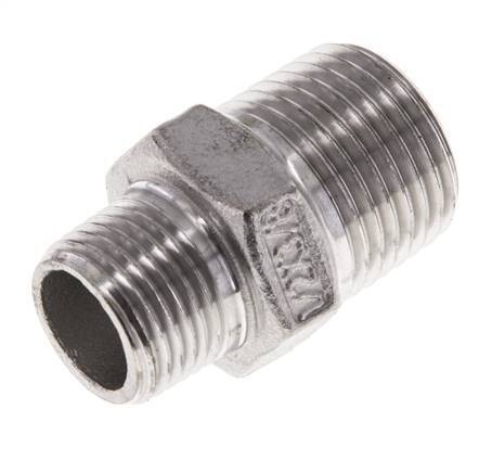 3/8'' NPT x 1/2'' NPT Acero inoxidable Espiga doble 16 Bar