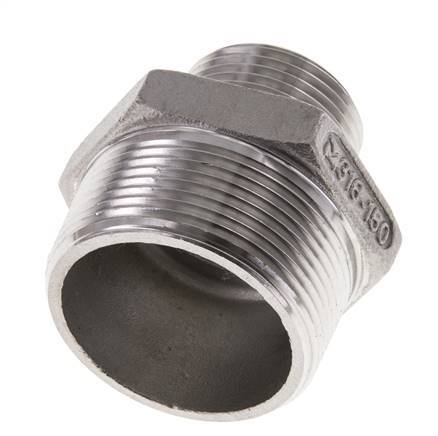1'' NPT x 1 1/2'' NPT Espiga doble de acero inoxidable 16 Bar