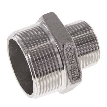 1'' NPT x 1 1/2'' NPT Espiga doble de acero inoxidable 16 Bar
