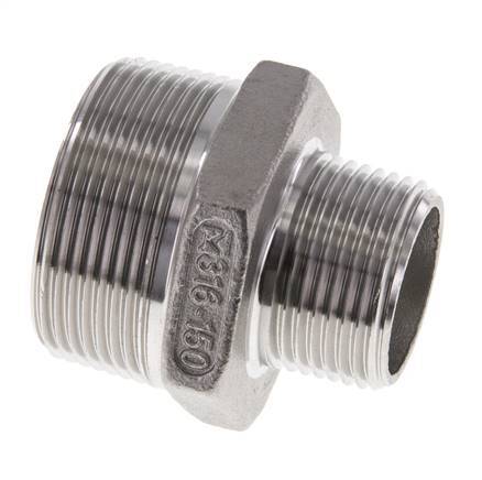 1'' NPT x 1 1/2'' NPT Espiga doble de acero inoxidable 16 Bar