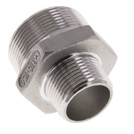 1'' NPT x 1 1/2'' NPT Espiga doble de acero inoxidable 16 Bar