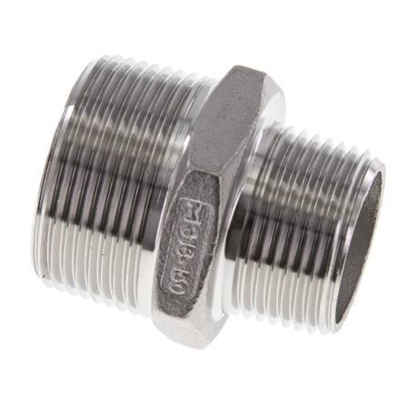 1'' NPT x 1 1/4'' NPT Espiga doble de acero inoxidable 16 Bar