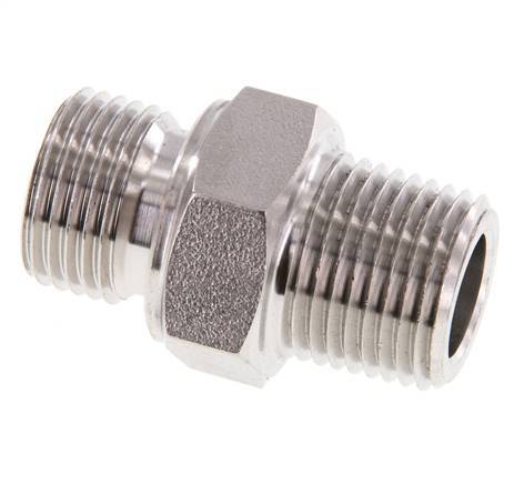 1/2'' NPT x G 1/2'' Acero inoxidable Espiga doble 40 Bar - Hidráulico