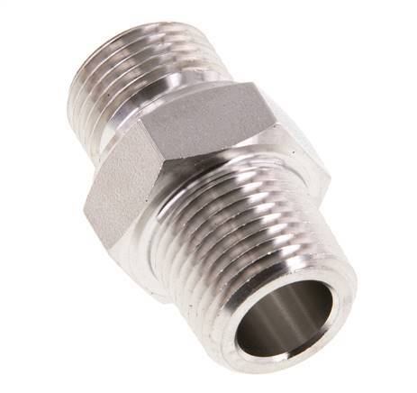 1/2'' NPT x G 1/2'' Acero inoxidable Espiga doble 40 Bar - Hidráulico