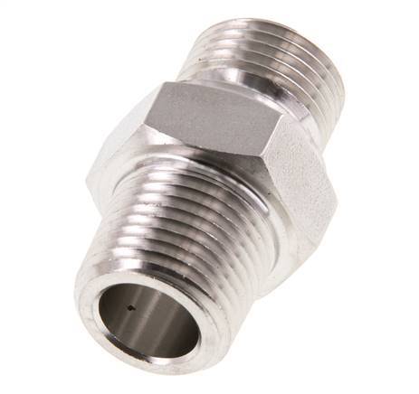 1/2'' NPT x G 1/2'' Acero inoxidable Espiga doble 40 Bar - Hidráulico