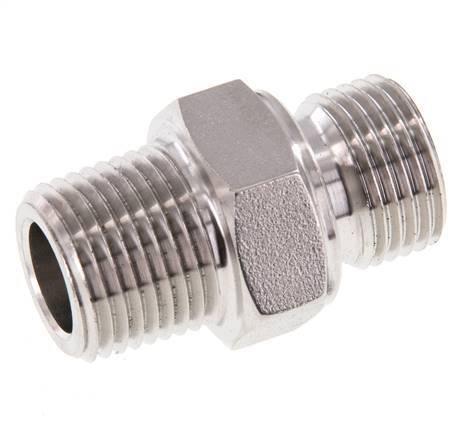 1/2'' NPT x G 1/2'' Acero inoxidable Espiga doble 40 Bar - Hidráulico