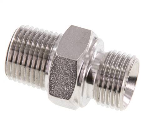 1/2'' NPT x G 1/2'' Acero inoxidable Espiga doble 40 Bar - Hidráulico