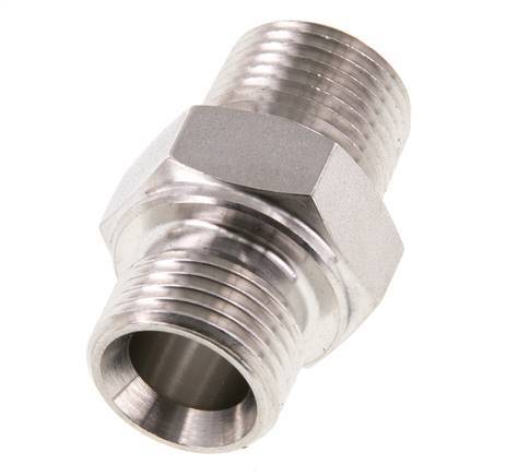 1/2'' NPT x G 1/2'' Acero inoxidable Espiga doble 40 Bar - Hidráulico