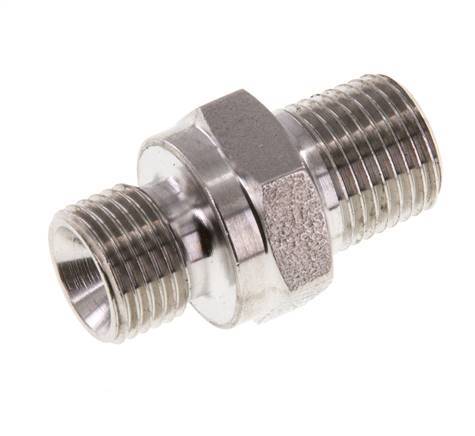1/8'' NPT x G 1/8'' Acero inoxidable Espiga doble 40 Bar - Hidráulico