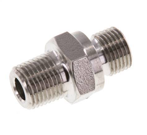 1/8'' NPT x G 1/8'' Acero inoxidable Espiga doble 40 Bar - Hidráulico